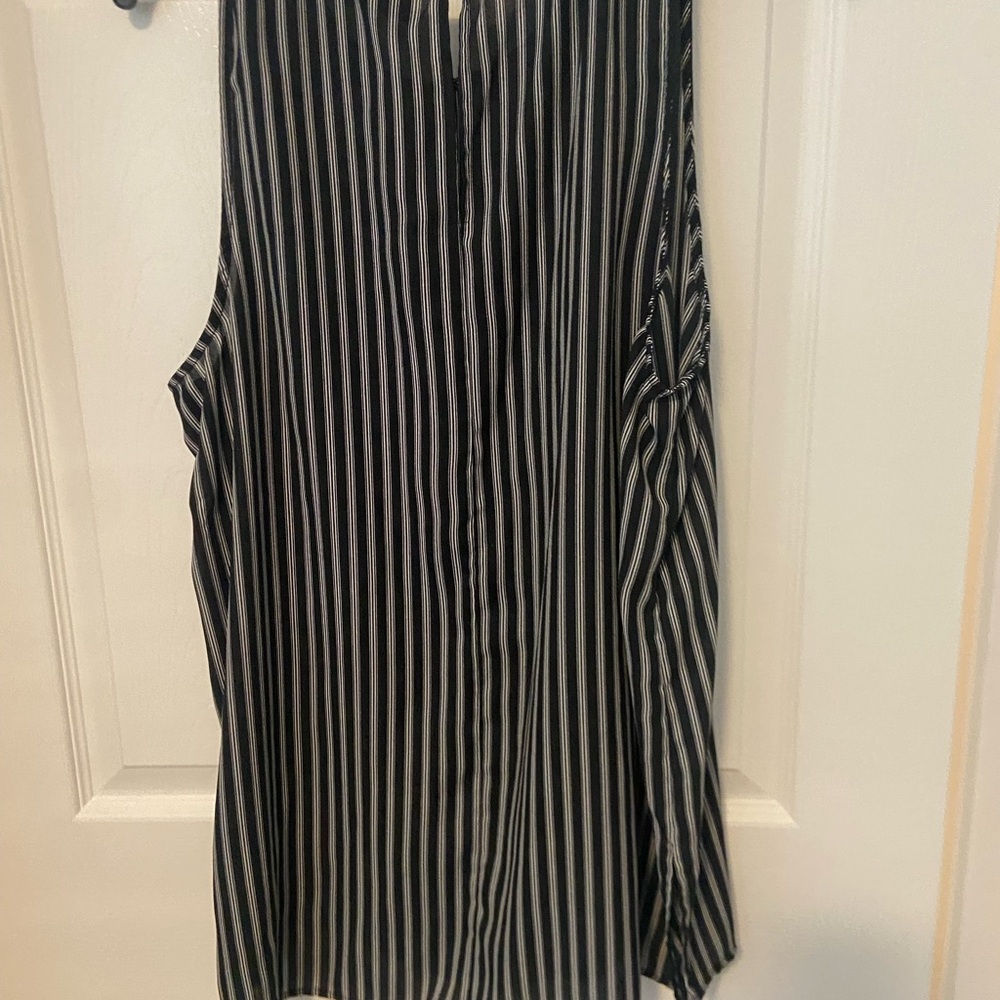 Black and White Striped Sleeveless Top